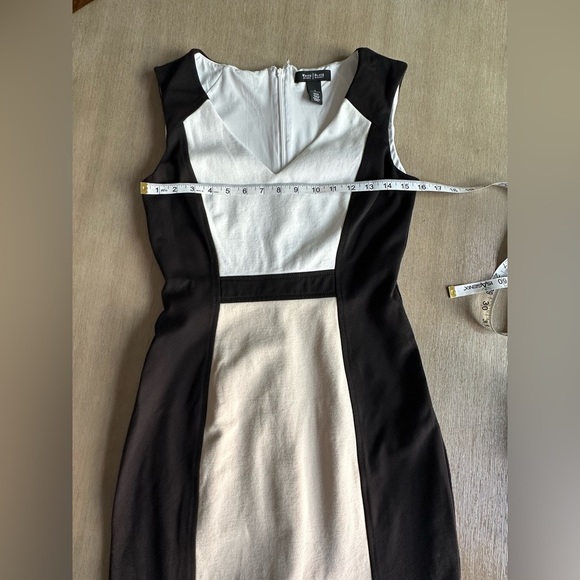 White House black market sheath dress tan white black EUC 4 - Picture 3 of 6